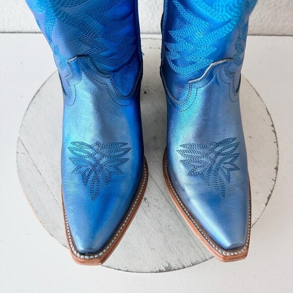 NWT Lane Smokeshow Cobalt Metallic Blue Boots 8 - Picture 6 of 12